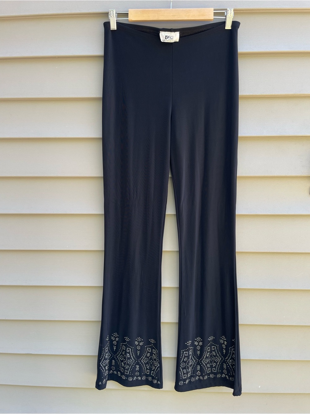CG Black Wide-Leg Pants with Hem Embellishment